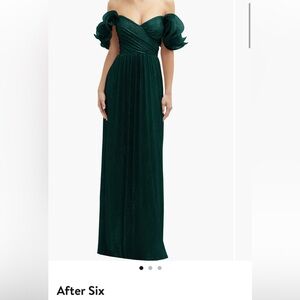 After six green metallic formal dress